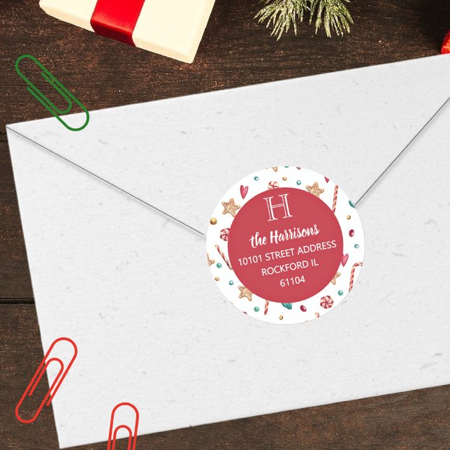 Sticker Rond Retour Adresse Vacances Sweet Goodies Motif (Créateur téléchargé)