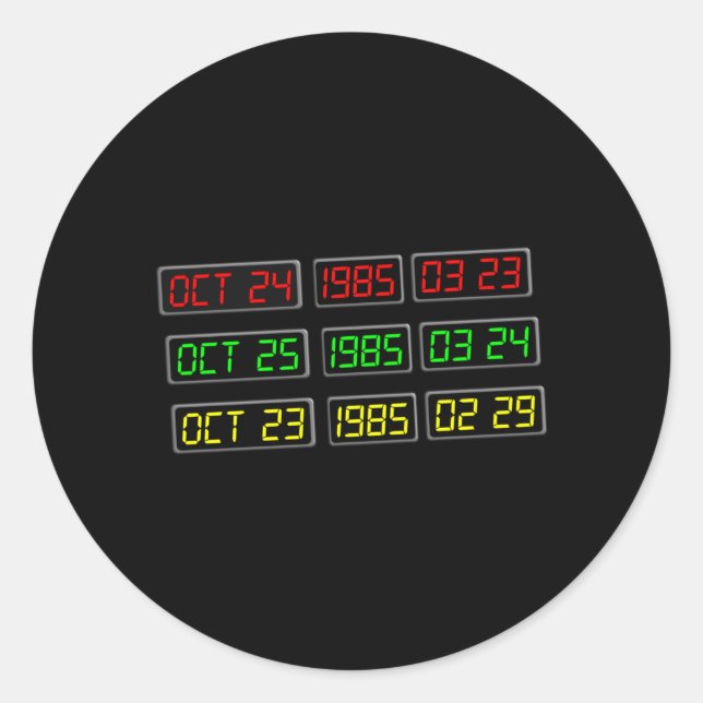 Sticker Rond Retour aux années 80 par Time Travel Machine (Devant)