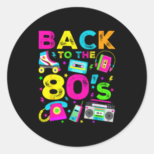 Sticker Rond Retour aux années 80 Style Vintage Huitième Rétro