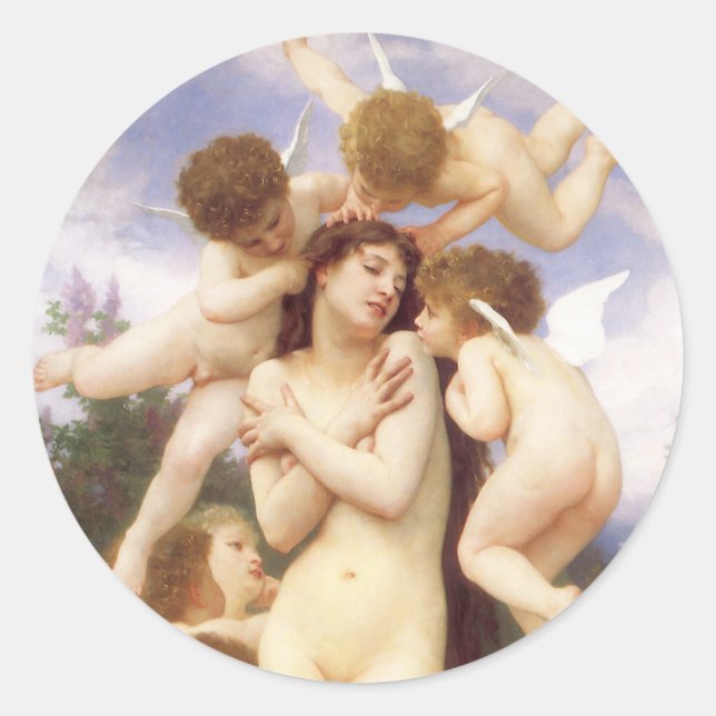 Sticker Rond Retour du printemps (Le Printemps) par Bouguereau (Devant)