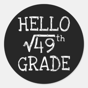 Sticker Rond Retourner À L'École Carré De 7E Année Racine De 49