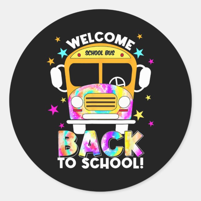 Sticker Rond Retourner À L'École Pour Les Conducteurs D'Autobus (Devant)