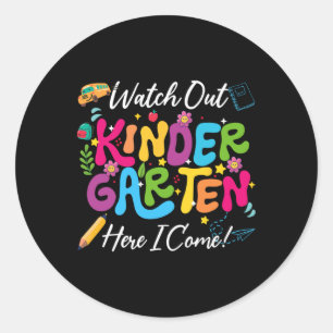 Sticker Rond Retourner À L'École Suivre Le Jardin D'Enfants Ici