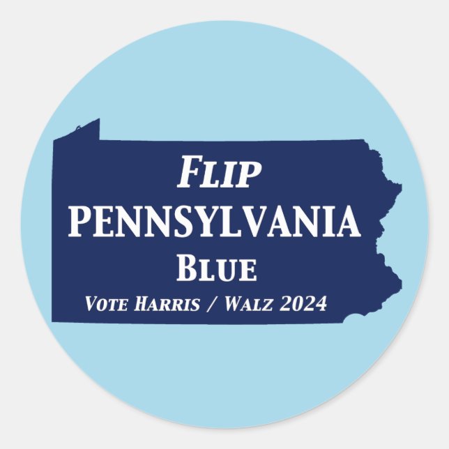 Sticker Rond Retourner Pennsylvania Blue en 2024 (Devant)