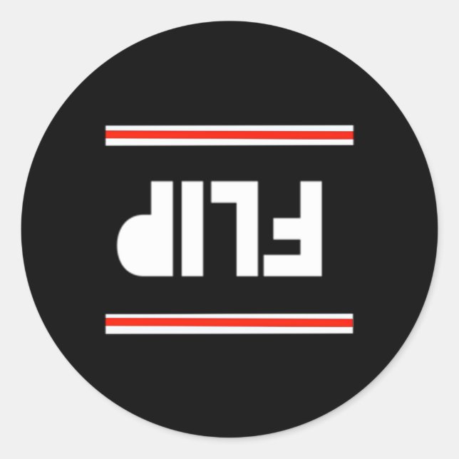 Sticker Rond Retourner vers le haut vers le bas Taille innommab (Devant)