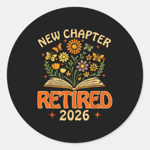 Sticker Rond Retraité 2026 Nouveau Chapitre Vintage Boho Floral