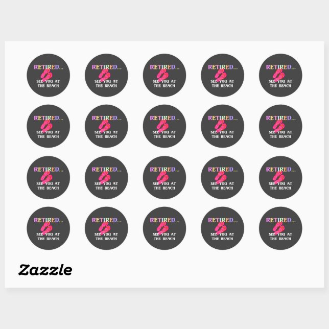 Sticker Rond Retraité...À vous revoir à la plage (Feuille)