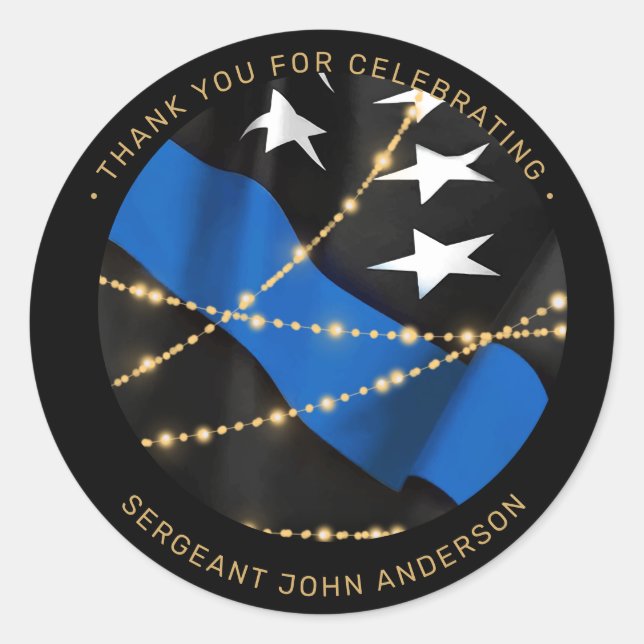 Sticker Rond Retraite d'agent de police Ligne Bleue Mince Favor (Devant)
