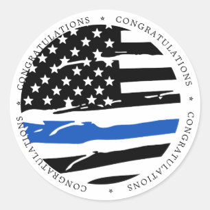 Sticker Rond Retraite d'agent de police mince Ligne bleue Class