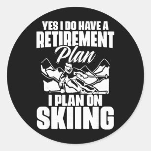 Sticker Rond Retraité Drôle Retraite Retraité Pension Ski Ret