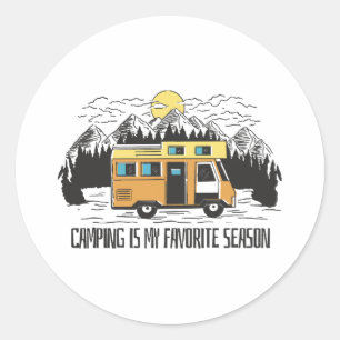 Sticker Rond Retraite en camping-car à la montagne