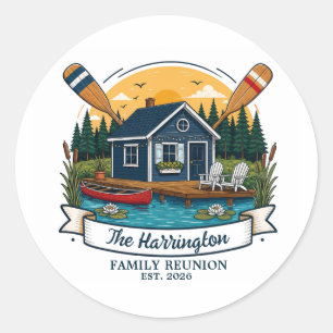 Sticker Rond Retraite familiale au chalet rustique au bord du l
