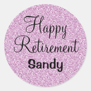 Sticker Rond Retraite Glamour Happy Violet Paillettes Étincelle