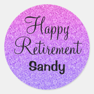 Sticker Rond Retraite heureuse et glamour ombré violet paillett