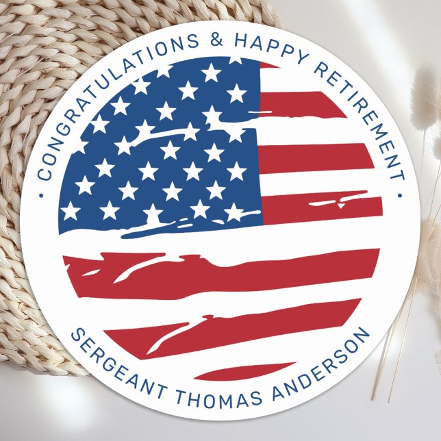 Sticker Rond Retraite militaire USA American Flag Patriotic (Créateur téléchargé)