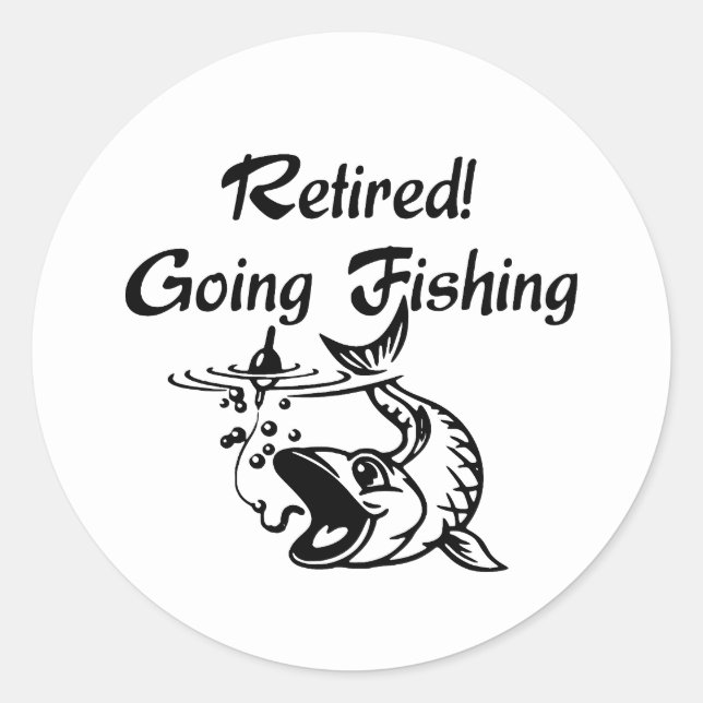Sticker Rond Retraité Pêche à l'Anglaise Texte Noir (Devant)