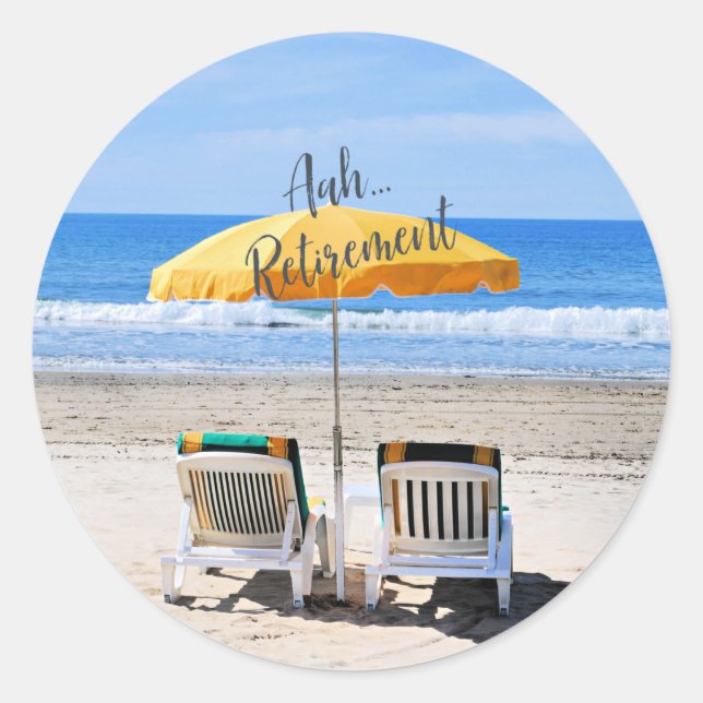 Sticker Rond Retraite, une journée à la plage (Devant)