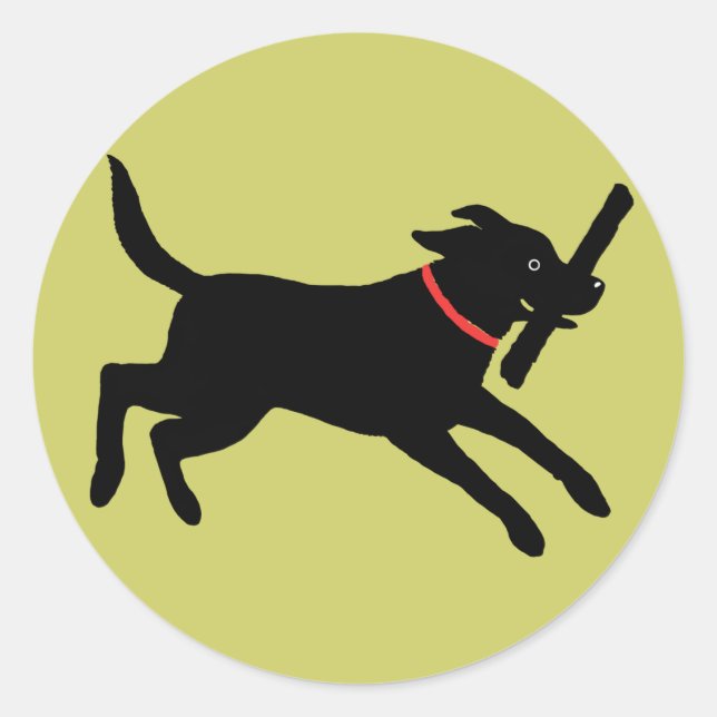 Sticker Rond Retriever du Labrador (Noir) (Devant)