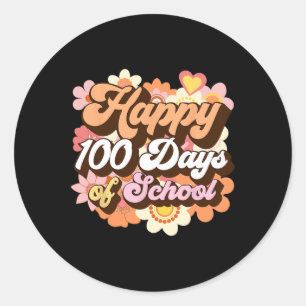 Sticker Rond Rétro 100 Jours D'Enseignants Scolaires Enfants Su