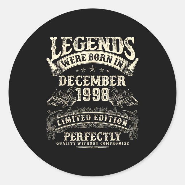 Sticker Rond Retro 27th Birthday For Men 27 Year Old December 1 (Devant)