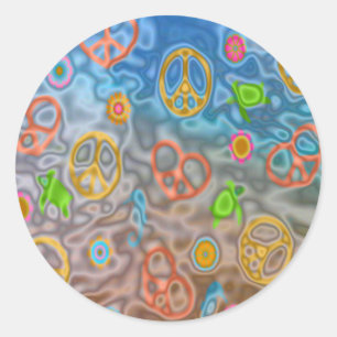 Sticker Rond Retro 60s paisible Vêtements de vie océanique Cade