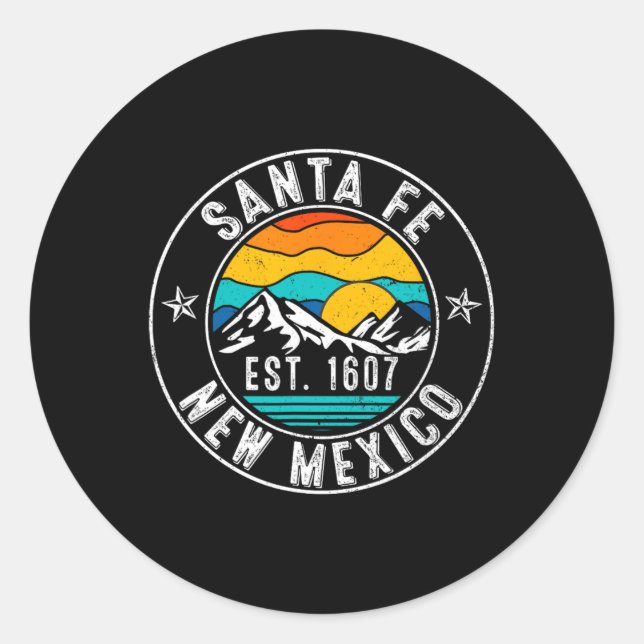 Sticker Rond Retro 70s 80s Santa Fe New Mexico Nm  (Devant)