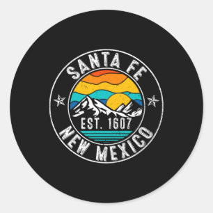 Sticker Rond Rétro 70s 80s Santa Fe Nouveau-Mexique Nm