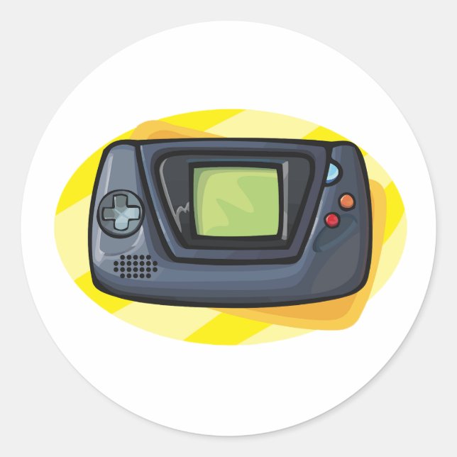Sticker Rond Retro 90s Handheld Game Console Gamer (Devant)