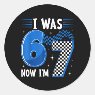 Sticker Rond Rétro à carreaux J'avais 6 ans J'ai 7 ans 7e anniv