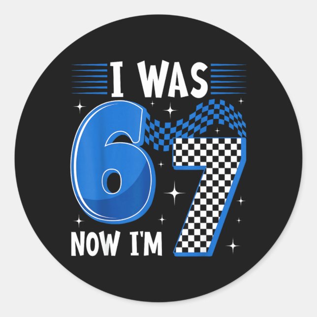 Sticker Rond Rétro à carreaux J'avais 6 ans J'ai 7 ans 7e anniv (Devant)
