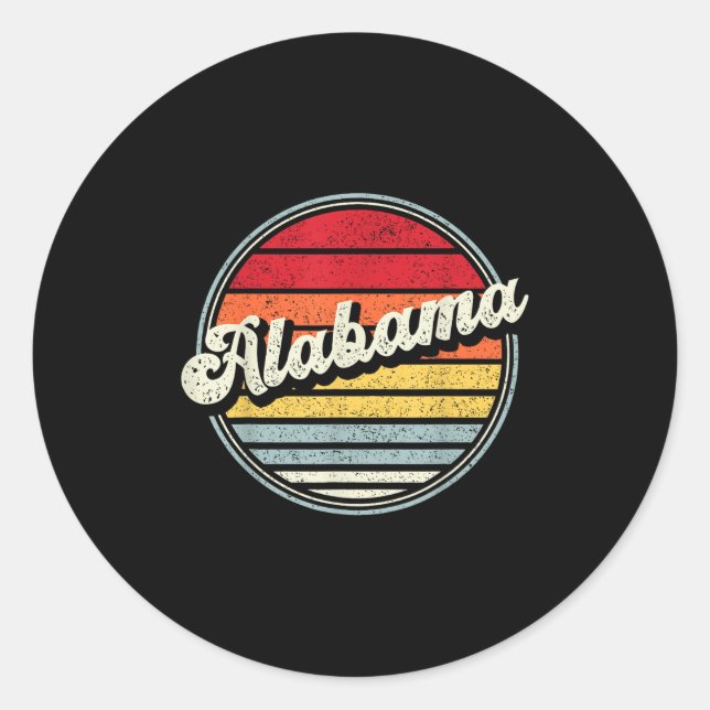 Sticker Rond Retro Alabama Accueil Cool d'Etat les années 70 St (Devant)