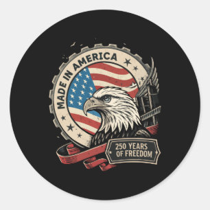 Sticker Rond Retro America 250e Anniversaire Grunge Us