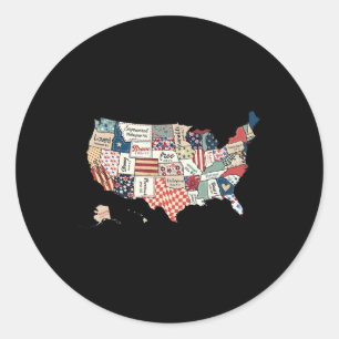 Sticker Rond Retro America Usa Carte Dieu Dites Que Vous Êtes L
