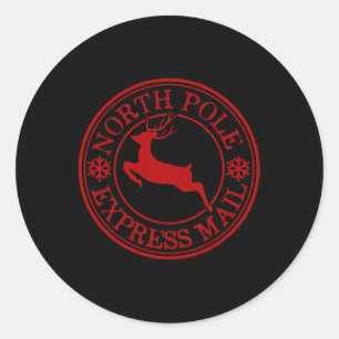 Sticker Rond Retro Ancien Pôle Nord Express Courrier Reinde