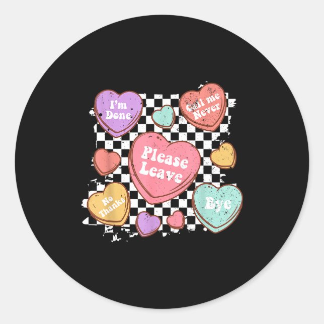 Sticker Rond Retro Anti Valentines Funny Valentine Candy Heart  (Devant)