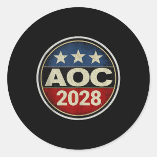 Sticker Rond Rétro Aoc 2028 Lutte contre l'oligarchie Manifesta