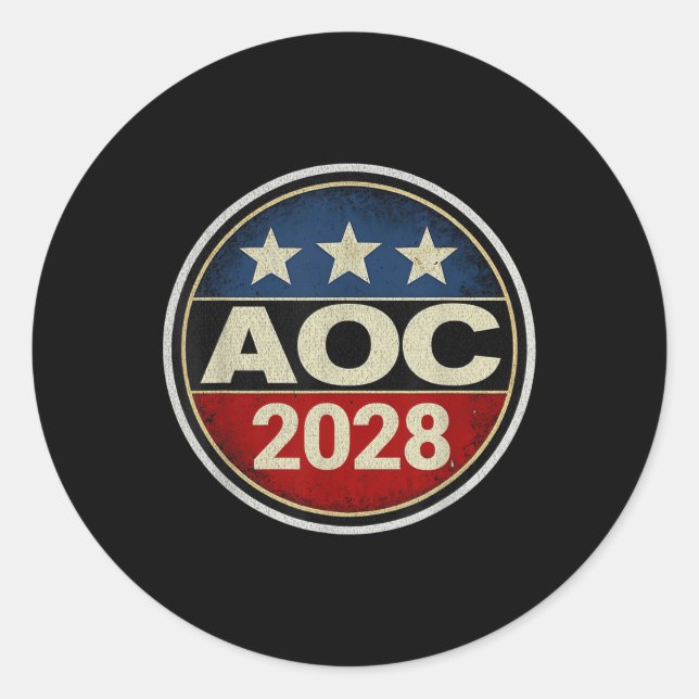 Sticker Rond Rétro Aoc 2028 Lutte contre l'oligarchie Manifesta (Devant)
