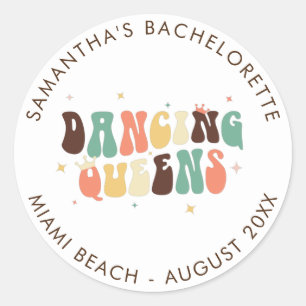 Sticker Rond Retro Bachelorette Disco Bride Dancing Queens