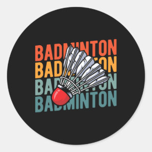 Sticker Rond Retro Badminton Racket Team - Joueur Vintage Shutt