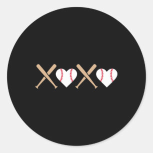 Sticker Rond Retro Baseball Xo Valentines Day Ennuis Baisers Ad