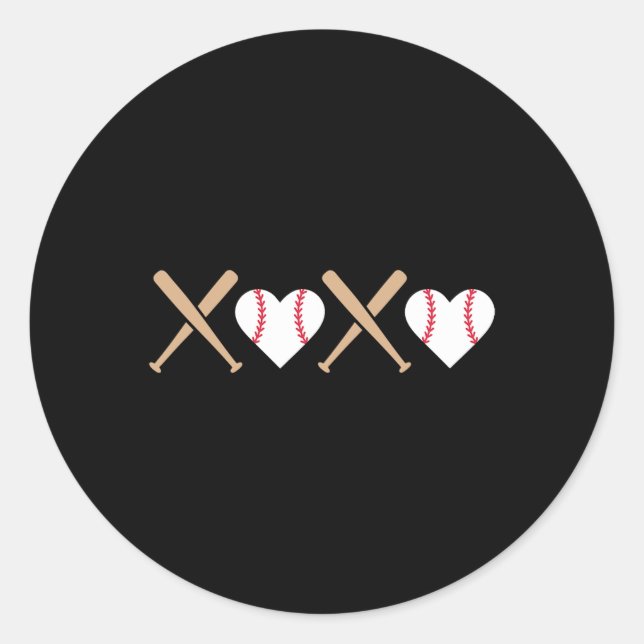 Sticker Rond Retro Baseball Xo Valentines Day Ennuis Baisers Ad (Devant)