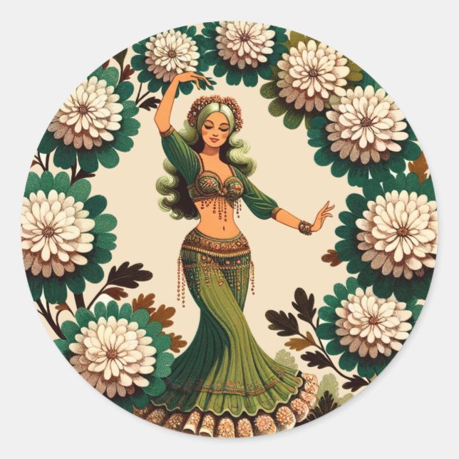 Sticker Rond Retro Belly Dancer (Devant)