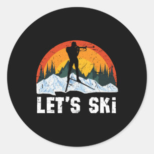 Sticker Rond Retro Biathlon Sports d'hiver Ski Snowboard M