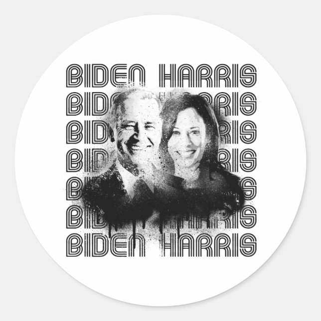 Sticker Rond Retro Biden Harris Pride (Devant)