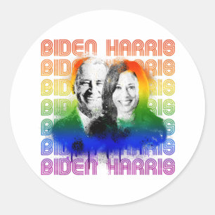 Sticker Rond Retro Biden Harris Pride