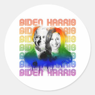 Sticker Rond Retro Biden Harris Pride