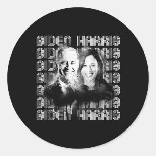 Sticker Rond Retro Biden Harris Pride