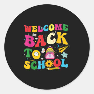 Sticker Rond Retro Bienvenue À L'École Appréciation Des Enseign
