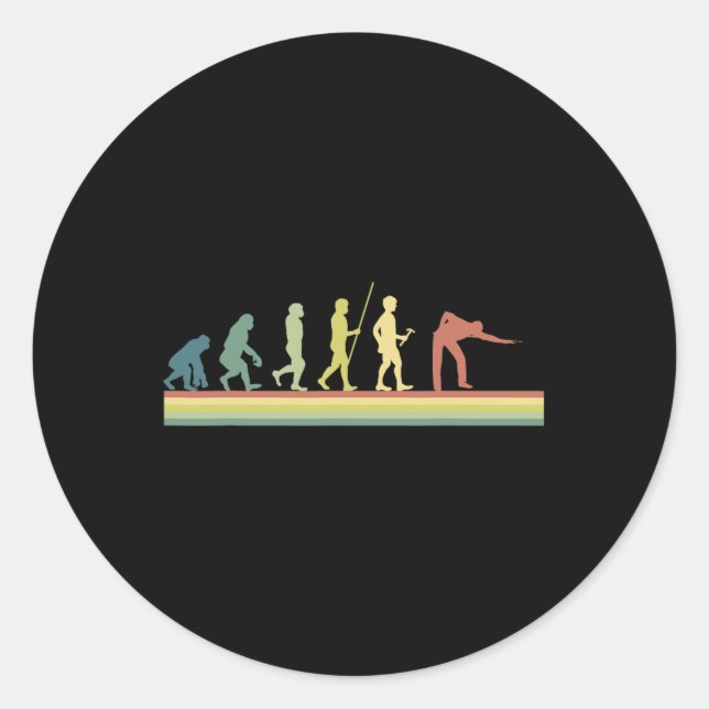 Sticker Rond Retro Billiards Human Evolution Lover Pool Cadeau  (Devant)