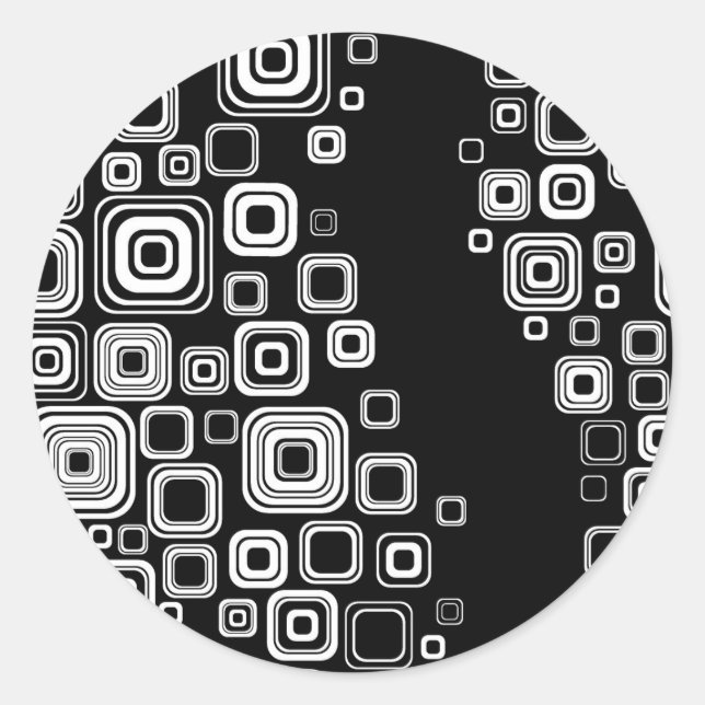 Sticker Rond Rétro black and white squares (Devant)